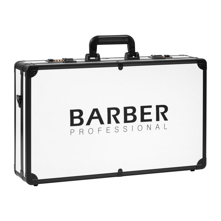 Mallette de Coiffeur Aluminium avec Serrure à Code et Bandoulière Blanc-Noir