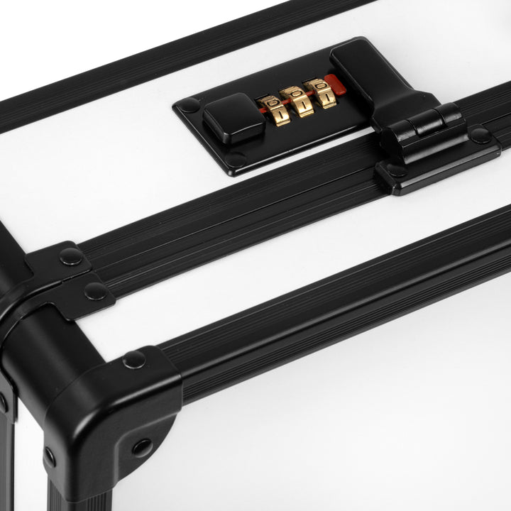 Mallette de Coiffeur Aluminium avec Serrure à Code et Bandoulière Blanc-Noir - image 6
