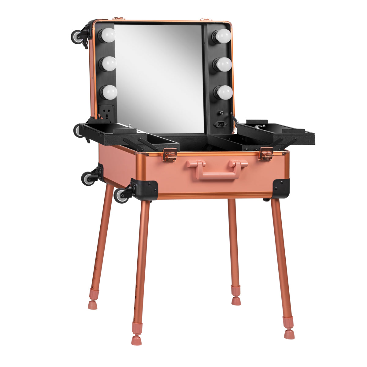 Mallette de Maquillage Station Mobile T-27 avec Miroir Lumineux Or Rose