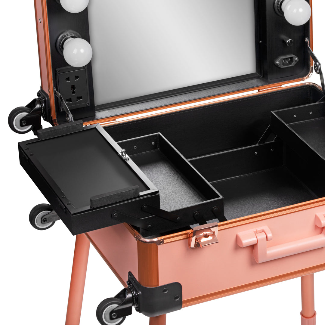 Mallette de Maquillage Station Mobile T-27 avec Miroir Lumineux Or Rose - image 5