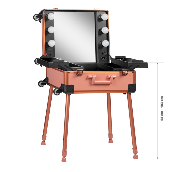Mallette de Maquillage Station Mobile T-27 avec Miroir Lumineux Or Rose - image 8