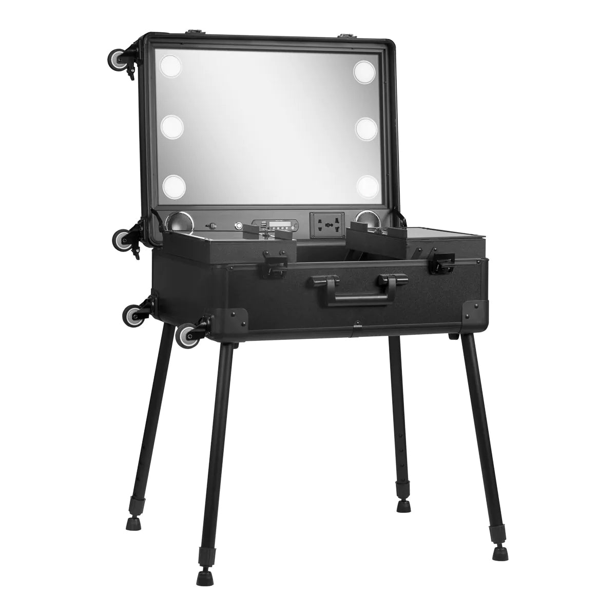 Mallette de Maquillage Station Mobile avec Miroir Lumineux et Enceintes Noir