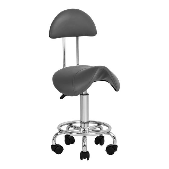 Tabouret Selle à Roulettes Réglable avec Dossier 6001 Gris