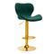 Tabouret de Bar avec Dossier Réglable Pivotant 4Rico QS-B15 Velours Or Vert