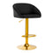 Tabouret de Bar avec Dossier Réglable Pivotant 4Rico QS-B16G Velours Or Noir