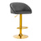 Tabouret de Bar avec Dossier Réglable Pivotant 4Rico QS-B16G Velours Or Gris