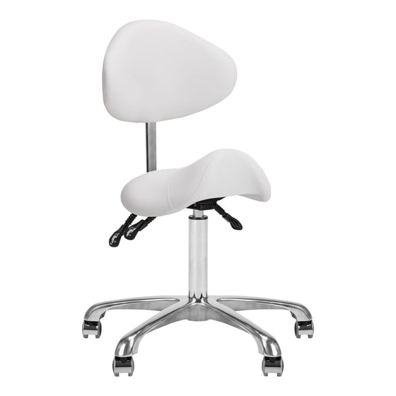 Tabouret Selle à Roulettes Réglable avec Dossier Giovanni 1004 Blanc