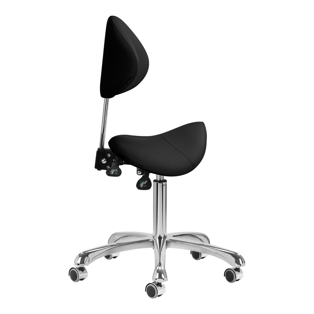 Tabouret Selle à Roulettes Réglable avec Dossier Giovanni 1004 Noir - image 2