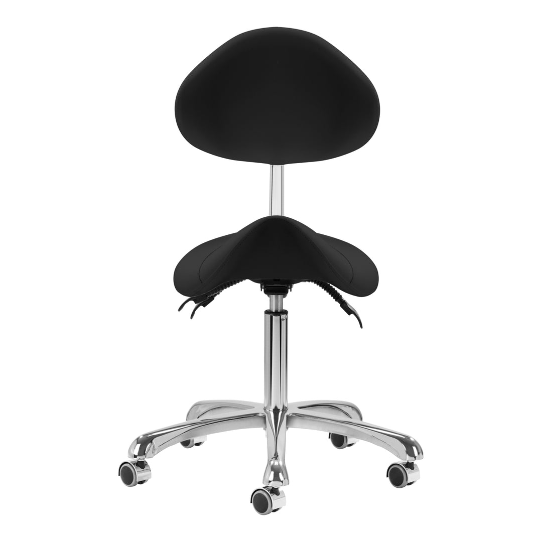 Tabouret Selle à Roulettes Réglable avec Dossier Giovanni 1004 Noir - image 3