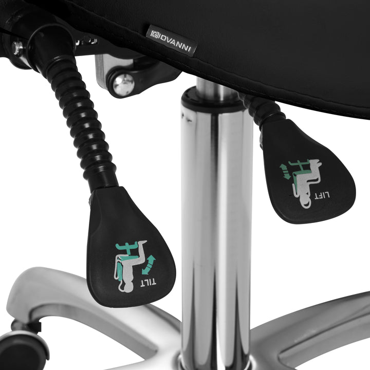 Tabouret Selle à Roulettes Réglable avec Dossier Giovanni 1004 Noir - image 6