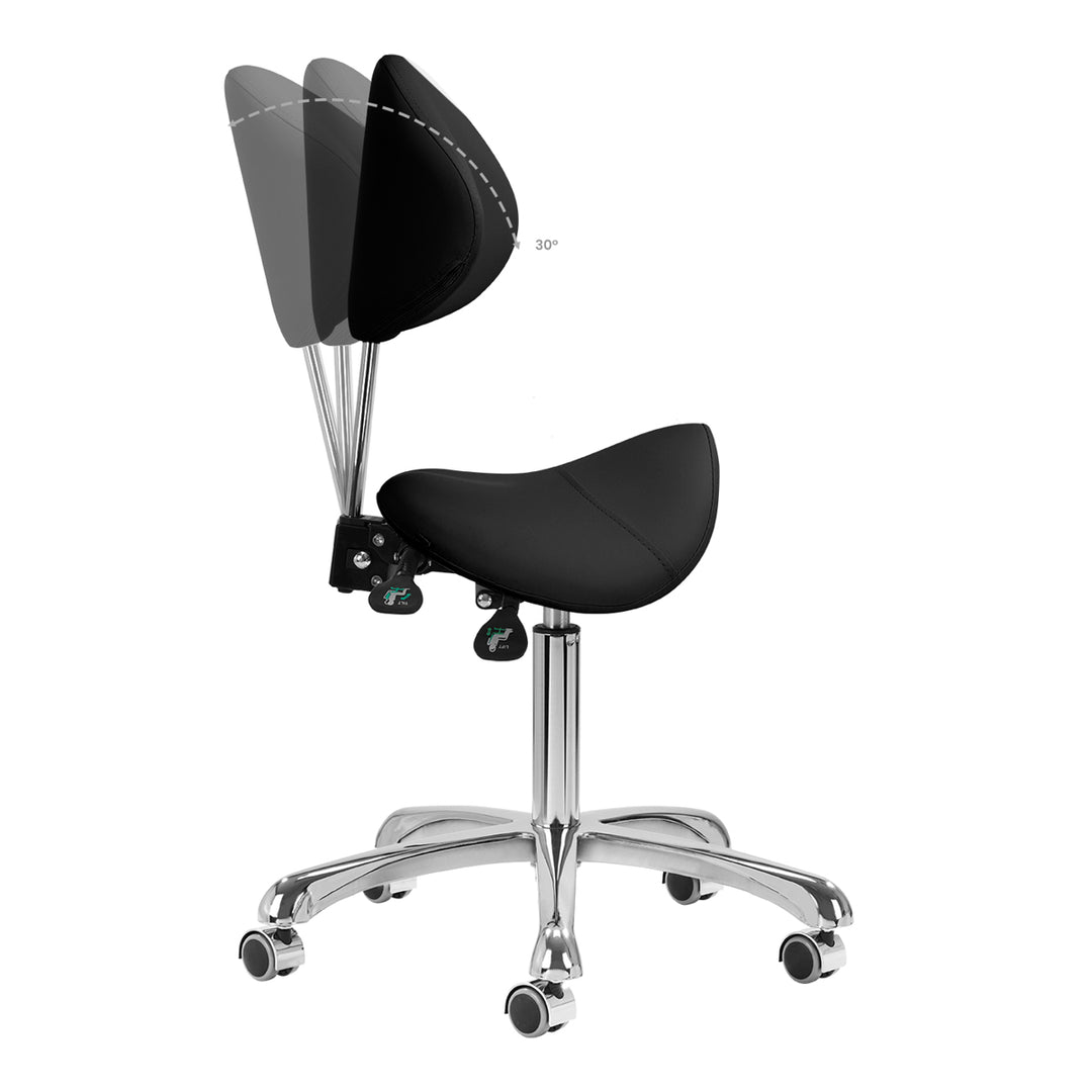 Tabouret Selle à Roulettes Réglable avec Dossier Giovanni 1004 Noir - image 10