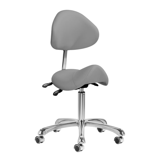 Tabouret Selle à Roulettes Réglable avec Dossier Giovanni 1004 Gris