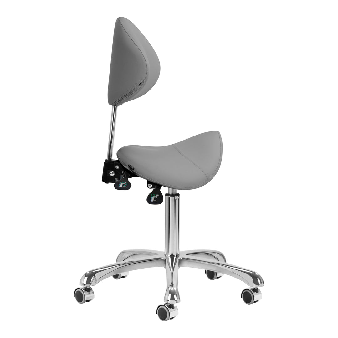 Tabouret Selle à Roulettes Réglable avec Dossier Giovanni 1004 Gris - image 2