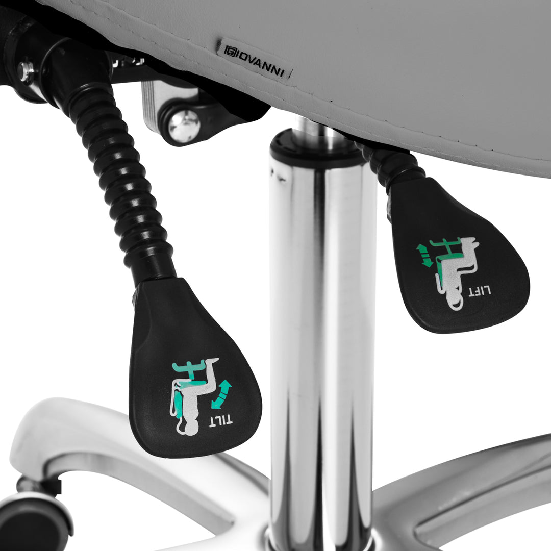 Tabouret Selle à Roulettes Réglable avec Dossier Giovanni 1004 Gris - image 6