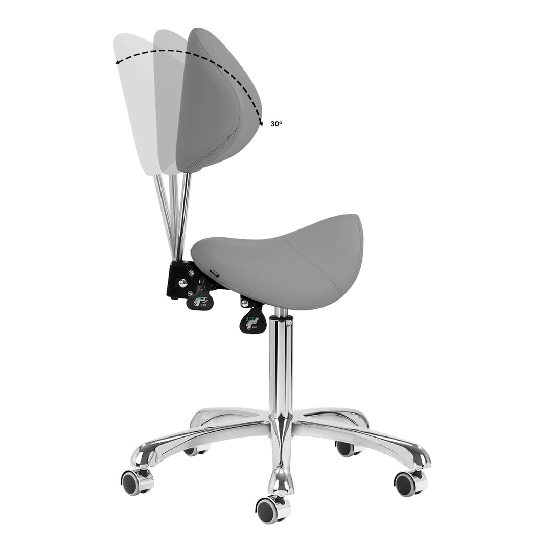Tabouret Selle à Roulettes Réglable avec Dossier Giovanni 1004 Gris - image 10