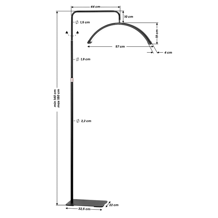 Lampe Extension de Cils LED sur Pied et Intensité et Couleur Réglables Momo Moon MX6 Noir - image 13