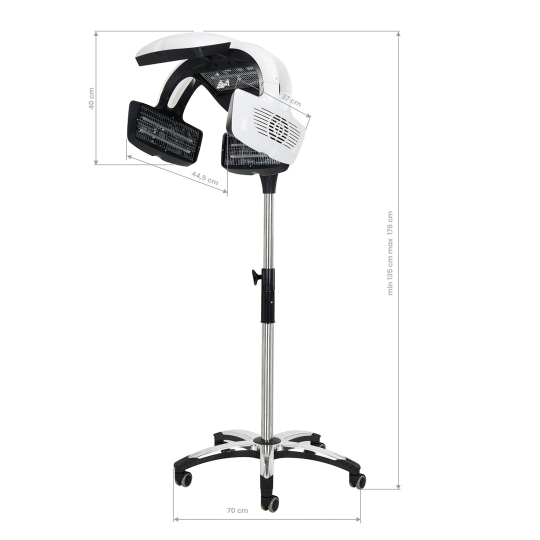 Casque Sèche-Cheveux sur Pied Gabbiano Y-707 Infrazon Blanc