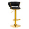 Tabouret de Bar avec Dossier Réglable Pivotant 4Rico QS-B313a Velours Noir