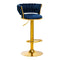 Tabouret de Bar avec Dossier Réglable Pivotant 4Rico QS-B313a Velours Bleu Marine
