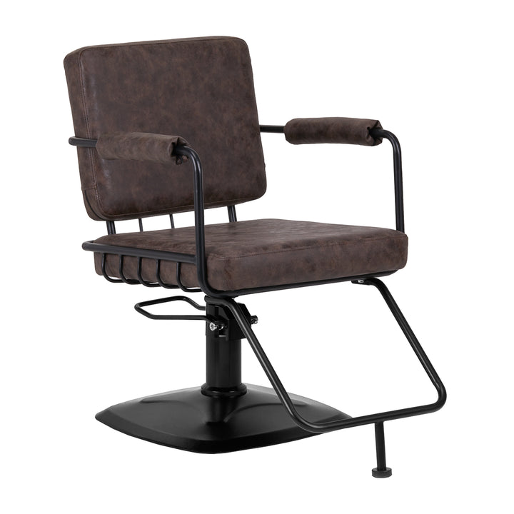 Fauteuil de Coiffeur Gabbiano Katania Loft Vieux cuir Bronze foncé 1