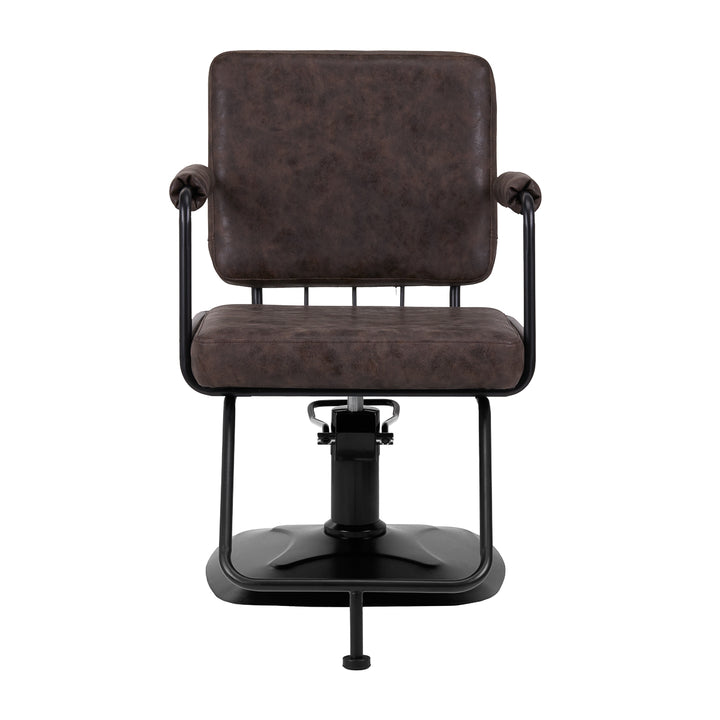Fauteuil de Coiffeur Gabbiano Katania Loft Vieux cuir Bronze foncé