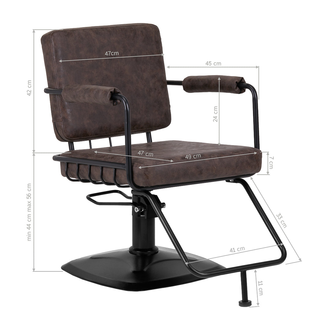 Fauteuil de Coiffeur Gabbiano Katania Loft Vieux cuir Bronze foncé 10