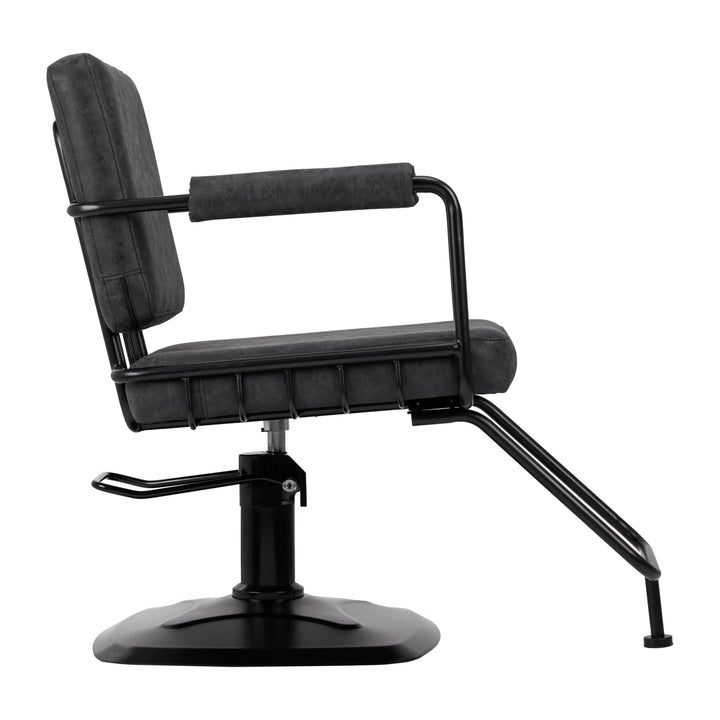 Fauteuil de Coiffeur Gabbiano Katania Loft Vieux cuir Noir