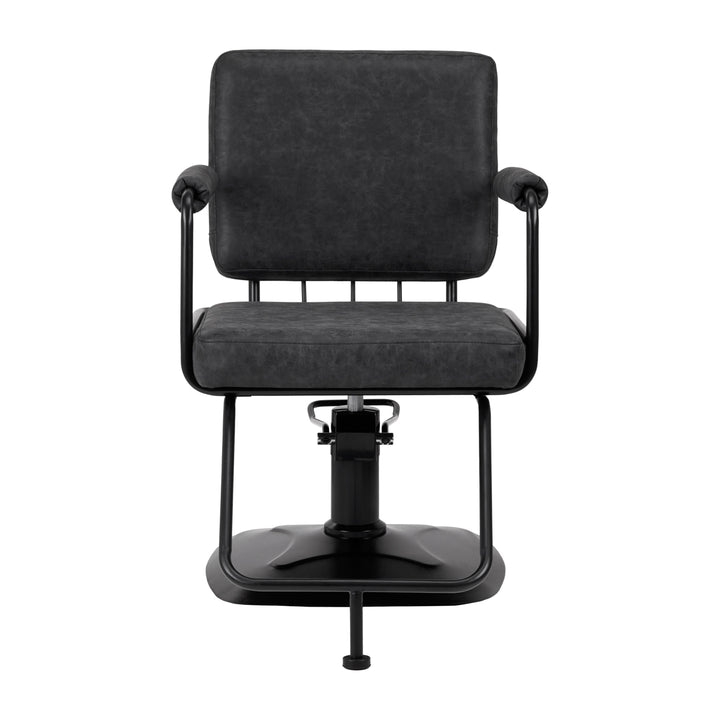 Fauteuil de Coiffeur Gabbiano Katania Loft Vieux cuir Noir