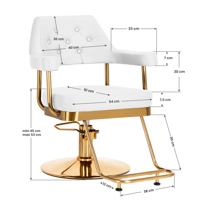 Fauteuil de Coiffeur Gabbiano Granada Or-Blanc 8