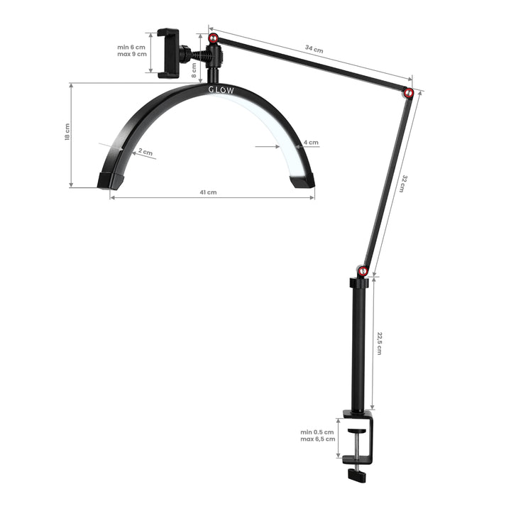 Lampe Esthétique avec Pince et Intensité et Couleur Réglables Glow MX3 Noir Mat - image 12