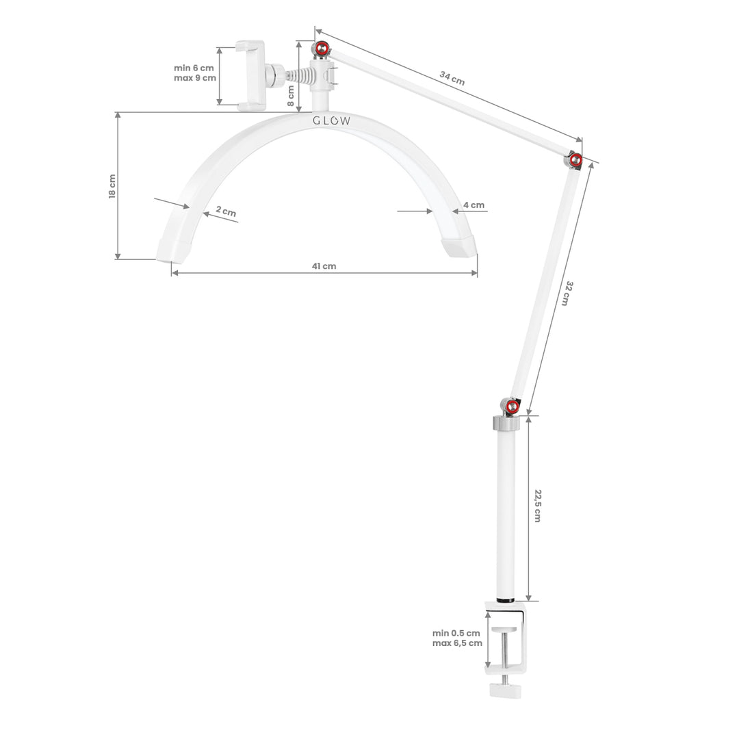 Lampe Esthétique avec Pince et Intensité et Couleur Réglables Glow MX3 Blanc Mat - image 12