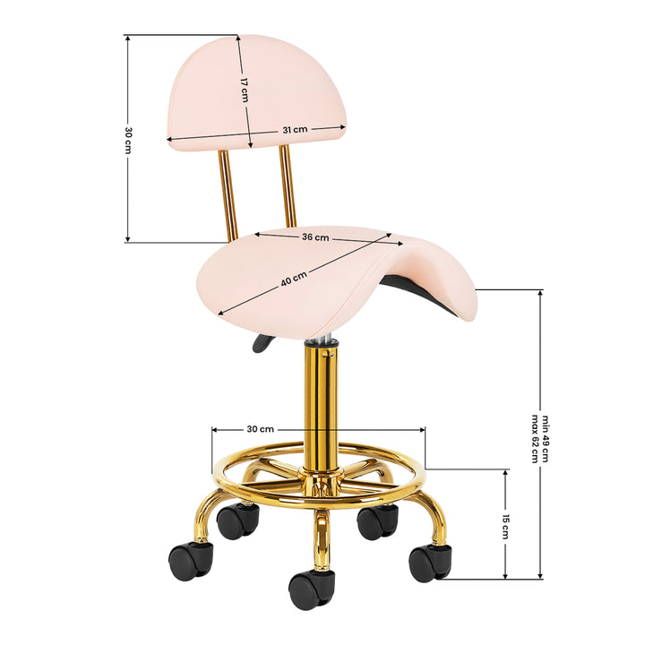 Tabouret Selle avec Dossier Réglable Giovanni 1004 Or-Rose