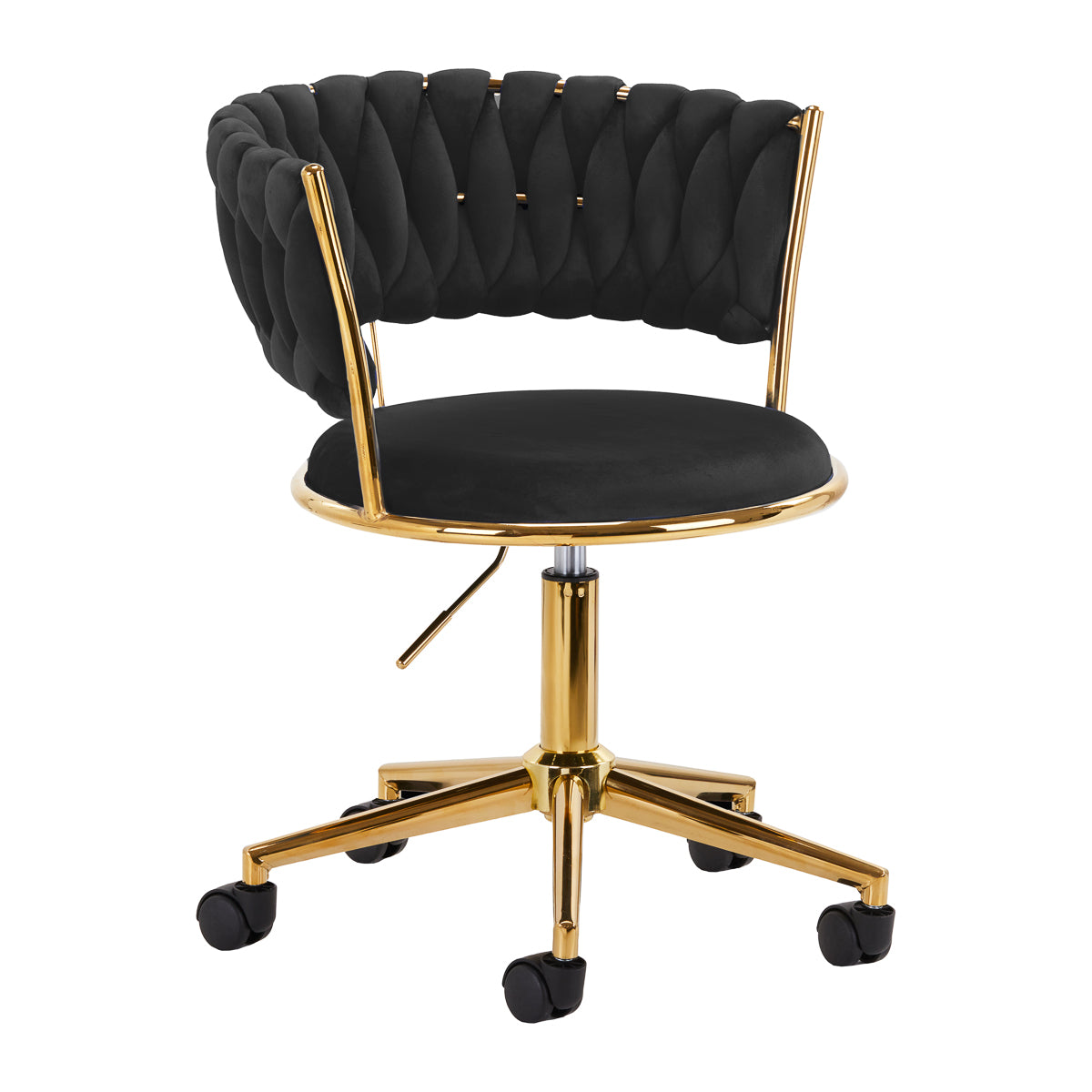 Chaise Pivotante à Roulettes Réglable 4Rico QS-GW01G Velours Noir