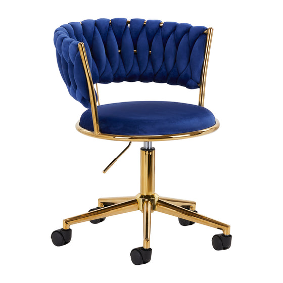 Chaise Pivotante à Roulettes Réglable 4Rico QS-GW01G Velours Bleu