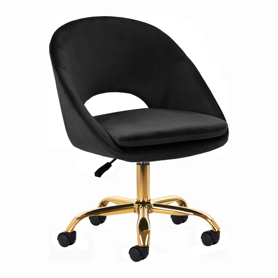 Chaise Pivotante à Roulettes Réglable 4Rico QS-MF18G Velours Noir