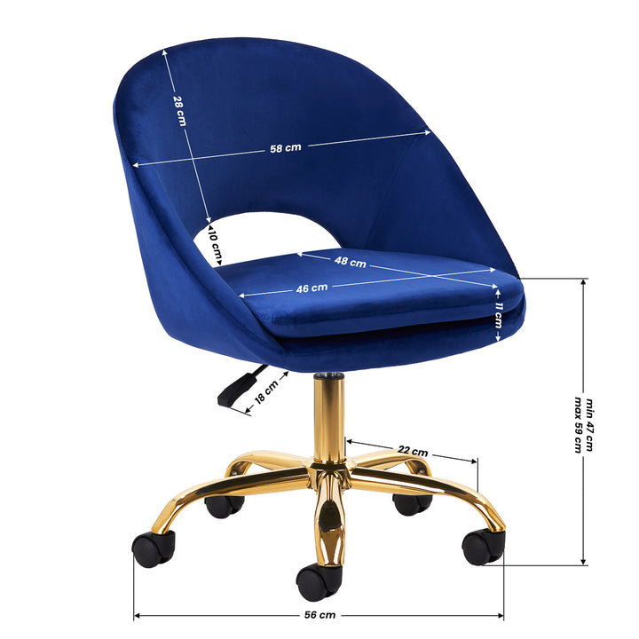 Chaise Pivotante 4Rico QS-MF18G Velours Bleu 8