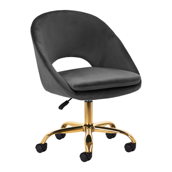 Chaise Pivotante à Roulettes Réglable 4Rico QS-MF18G Velours Gris
