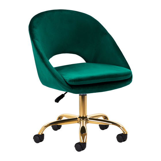 Chaise Pivotante à Roulettes Réglable 4Rico QS-MF18G Velours Vert