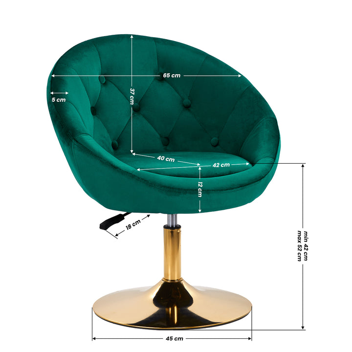 Chaise Pivotante 4Rico QS-BL12B Velours Vert 9