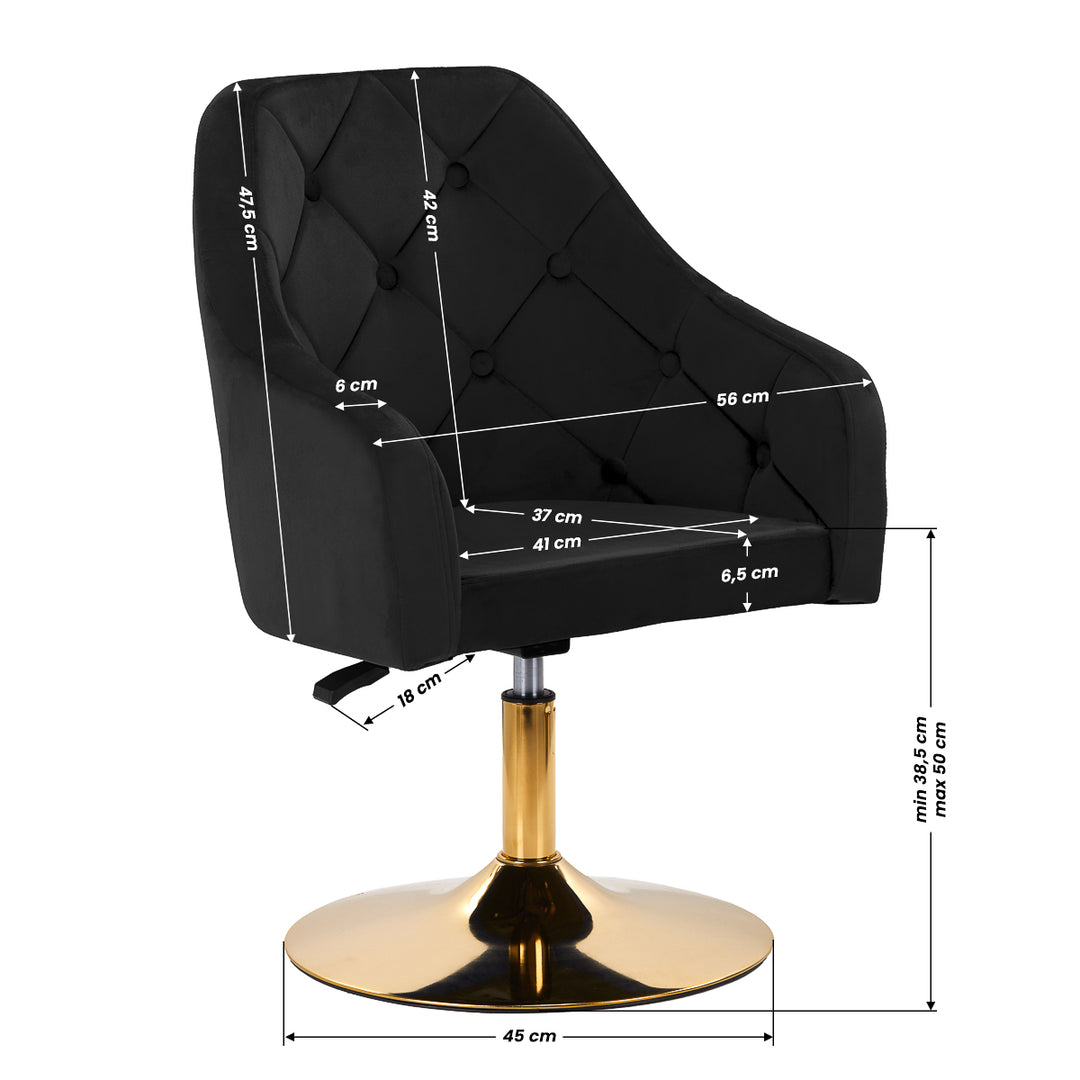 Chaise Pivotante 4Rico QS-BL14G Velours Noir 9