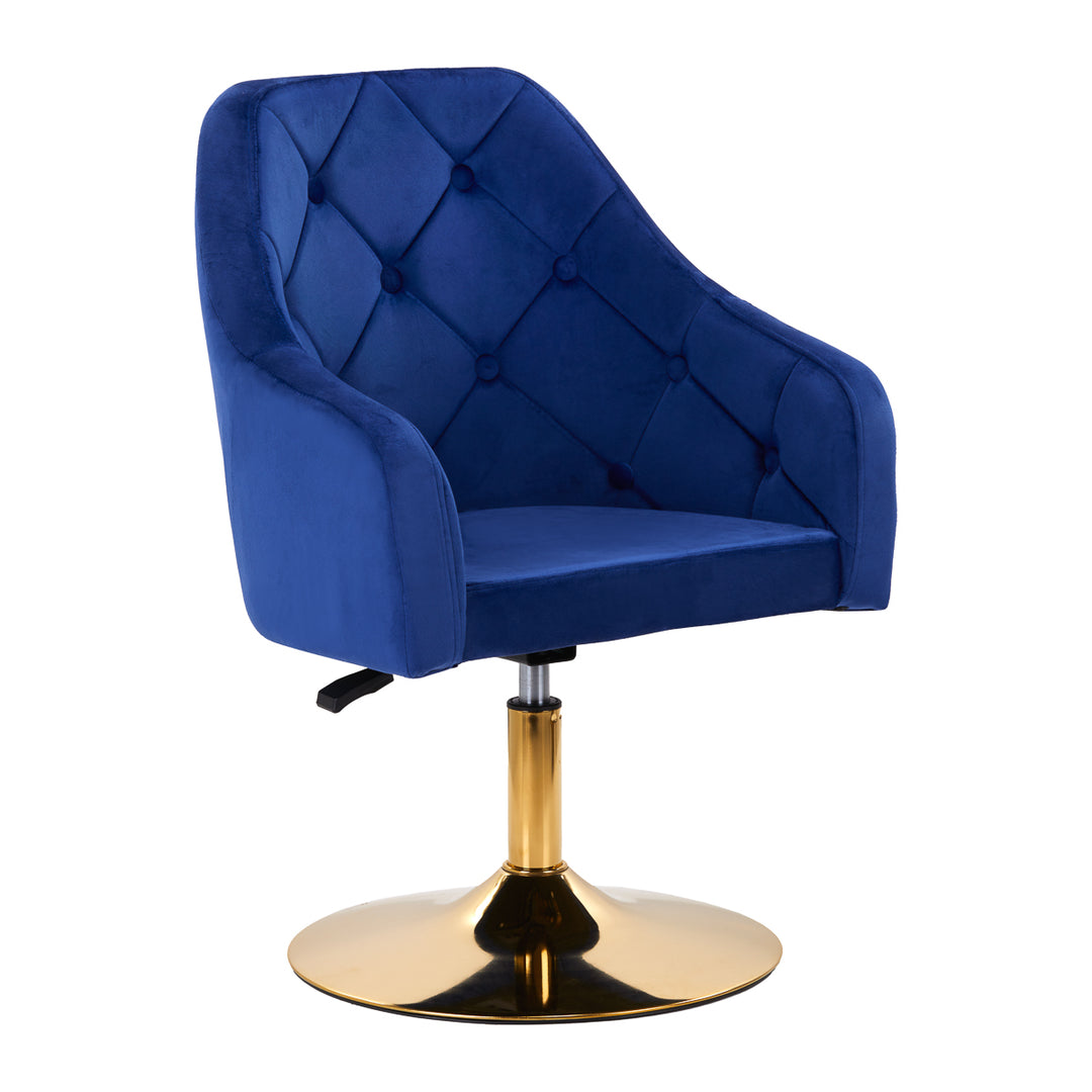 Chaise Pivotante 4Rico QS-BL14G Velours Bleu 1