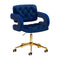 Chaise en Velours à Roulettes Réglable 4Rico QS-OF213G Or Bleu