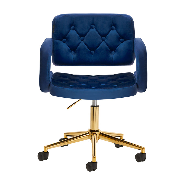 Chaise en Velours à Roulettes Réglable 4Rico QS-OF213G Or Bleu - image 2