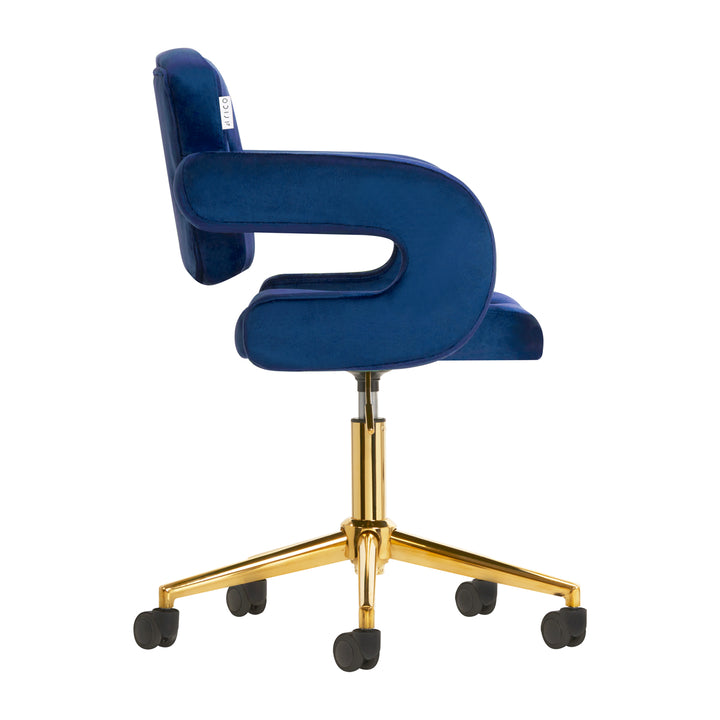 Chaise en Velours à Roulettes Réglable 4Rico QS-OF213G Or Bleu - image 4