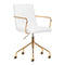 Chaise Pivotante à Roulettes Réglable QS-OF211G Or-Blanc