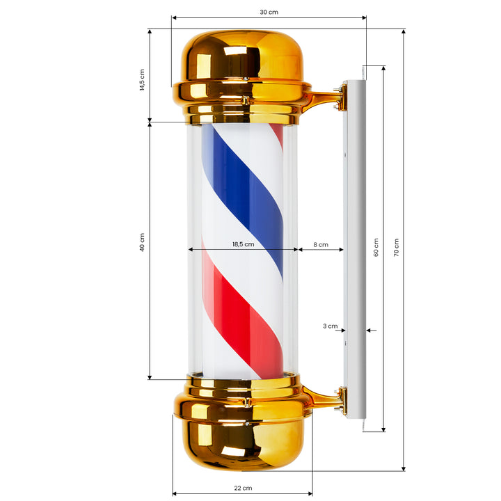 Barber Pole Lumineux et Rotatif Gabbiano BB-02 Or - image 4