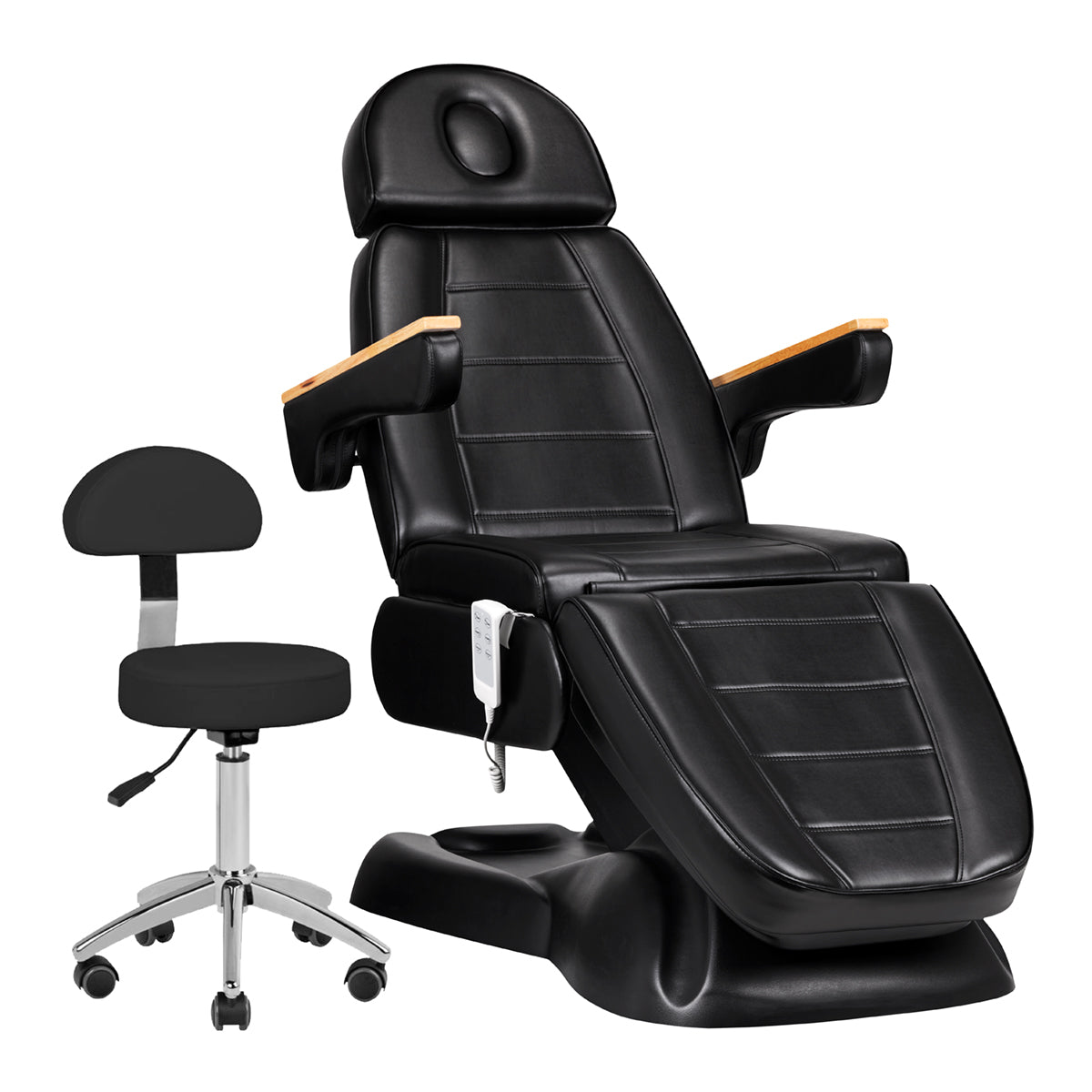 Fauteuil Esthétique Électrique Sillon Lux 273B 3 Moteurs avec Tabouret Noir