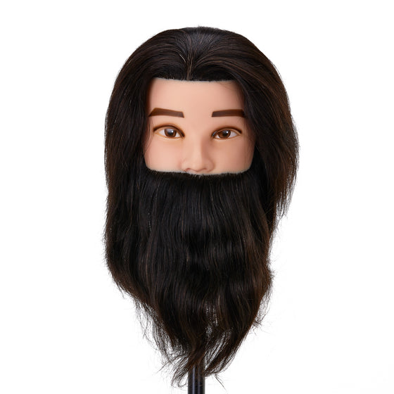 Tête à Coiffer Homme avec Barbe Gabbiano WZ4 Cheveux Naturels Noir