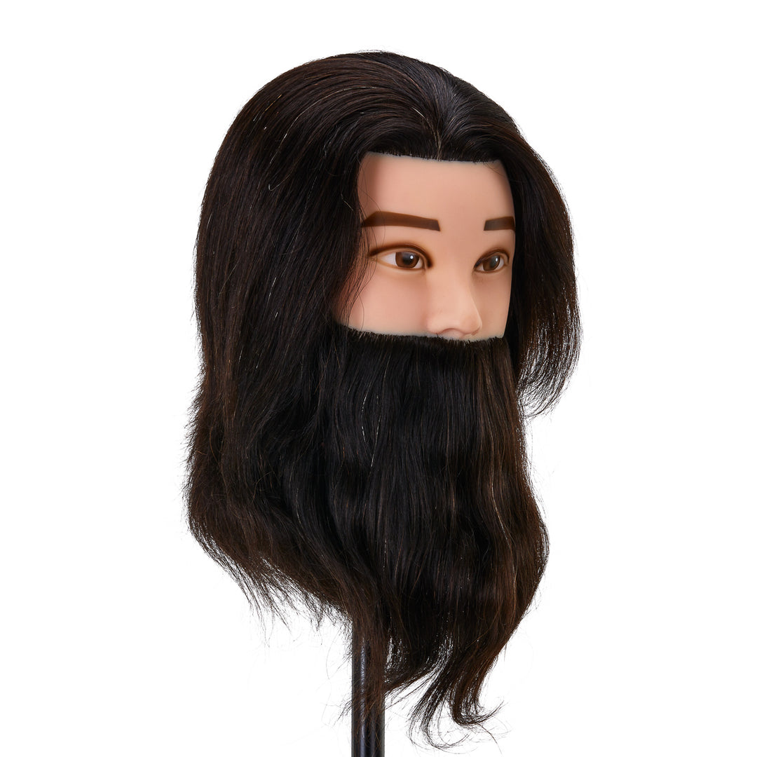 Tête à Coiffer Homme avec Barbe Gabbiano WZ4 Cheveux Naturels Noir - image 2