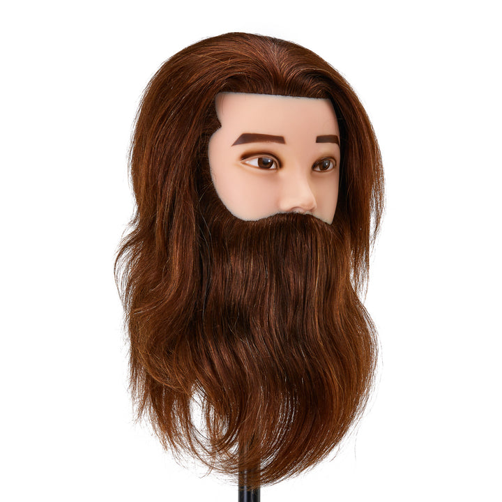 Tête à Coiffer Homme avec Barbe Gabbiano WZ4 Cheveux Naturels Châtain - image 2